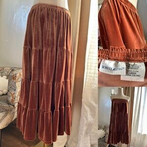 SOLD Vintage White Stag Women's Copper Brown Tiered Velvet Skirt